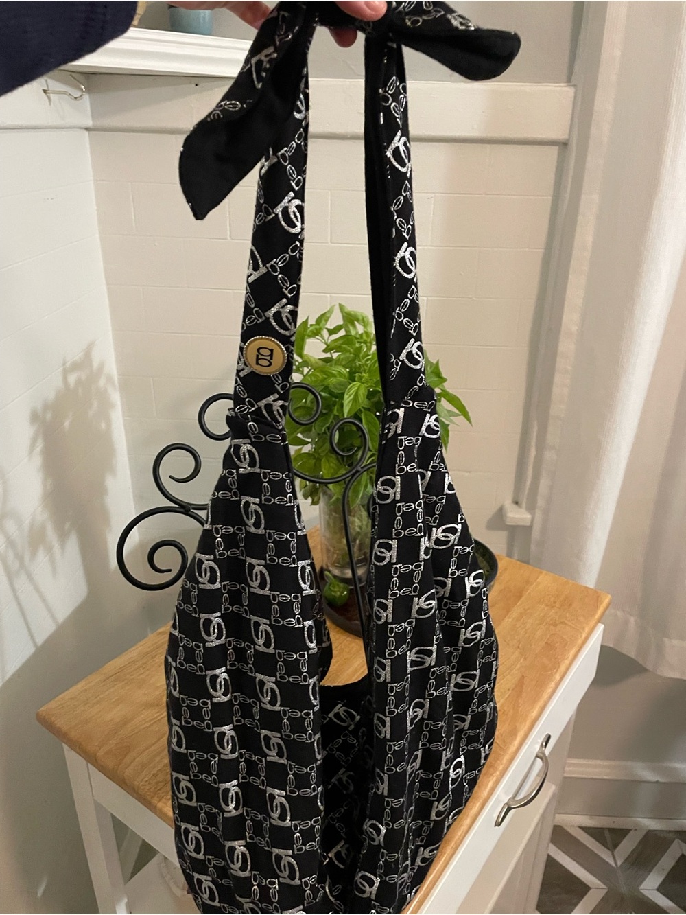 Bebe Black Patterned Women's Shoulder Bag